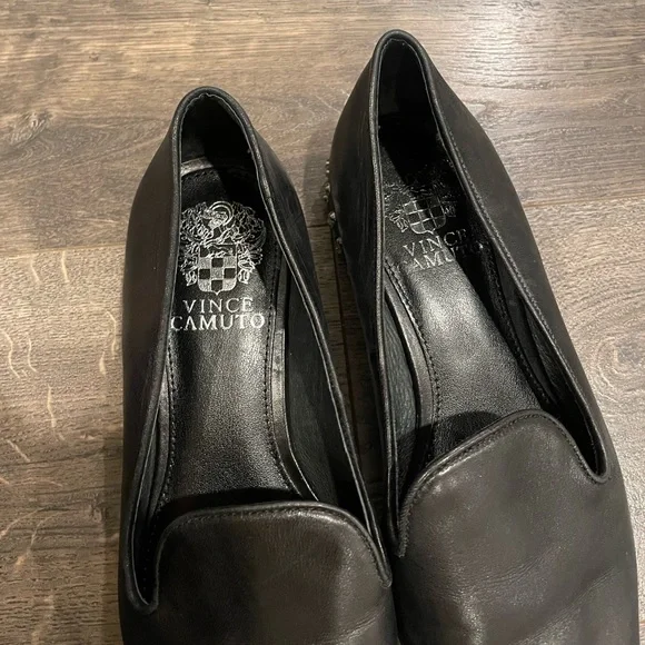Black Vince Camuto Leather Loafers with Studs - Picture 3 of 5